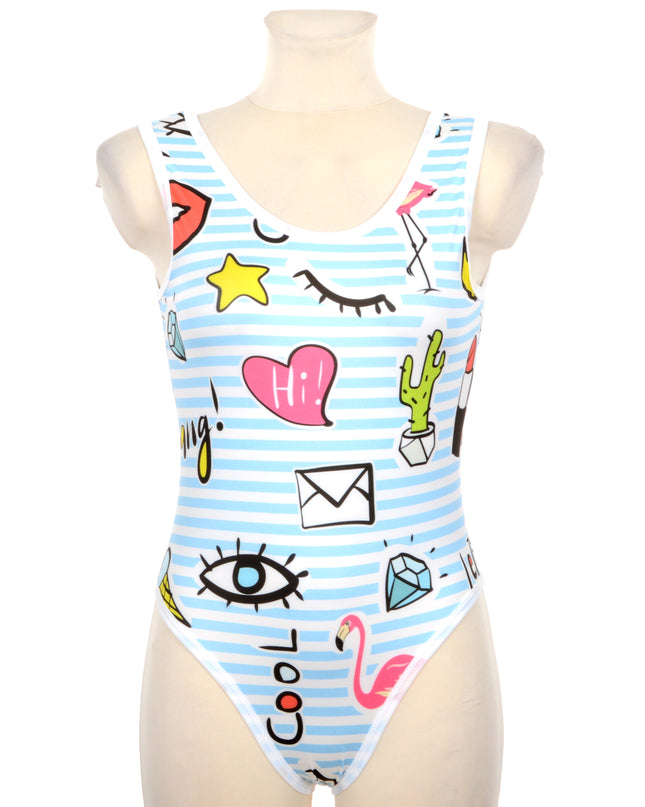 Fun Summer Swim Dress with Iconic Symbols