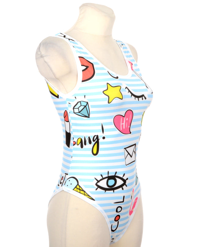 Fun Summer Swim Dress with Iconic Symbols
