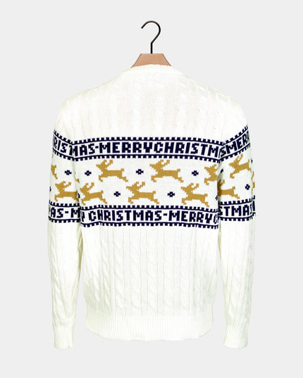 Chic White Christmas Sweater with Reindeer 2023