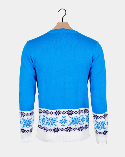 Sky Blue Christmas Sweater for Couples with Skating Reindeer