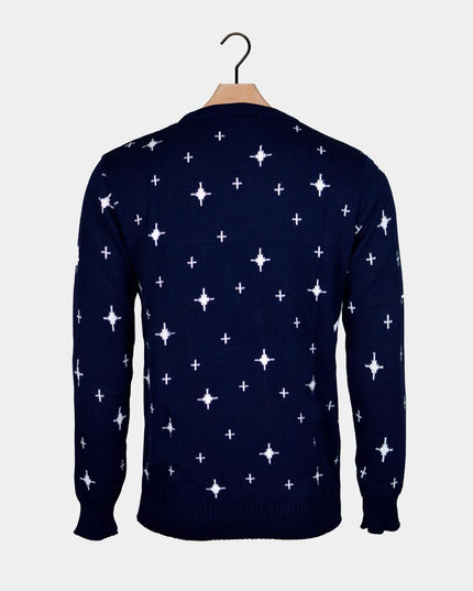 Blue Couples Christmas Sweater - Reindeer, Tree, and Star