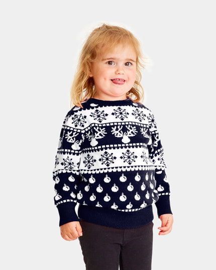 Blue Snow Reindeer Christmas Sweater for Kids