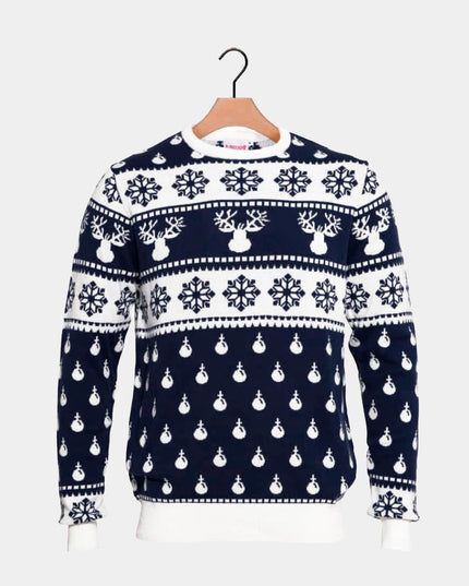 Blue Snow Reindeer Christmas Sweater for Kids