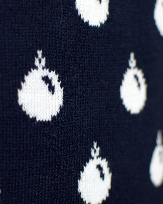 Women's Blue Christmas Sweater with Reindeer and Snow