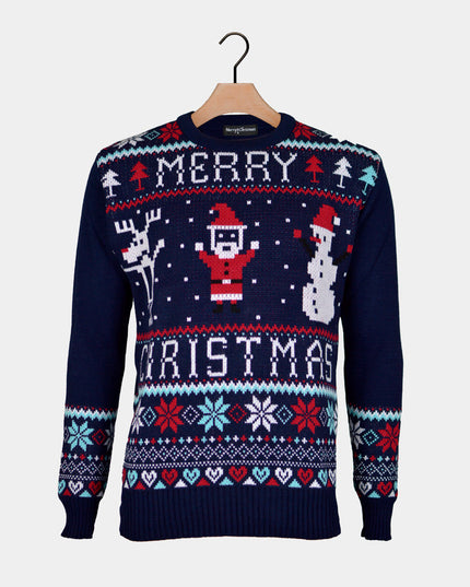 Women's Navy Blue Merry Christmas Christmas Sweater