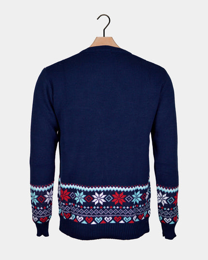 Navy Blue Merry Christmas Sweater for Men