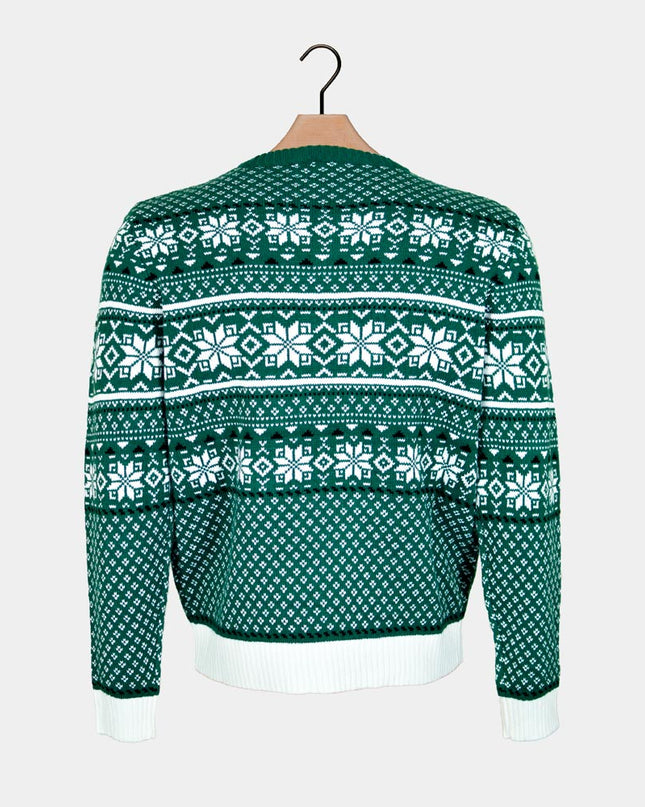 Classic Green and White Christmas Sweater for Men