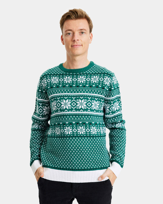 Classic Green and White Chic Couple Christmas Sweater