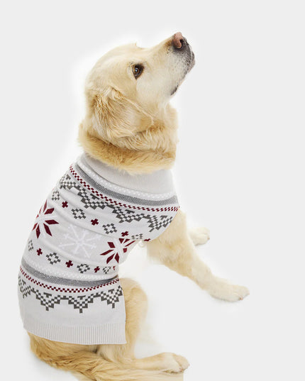 Gray Christmas Sweater for Dogs with Polar Star Patterns