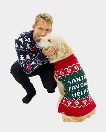 Dog Christmas Sweater with Santa's Little Helper Design