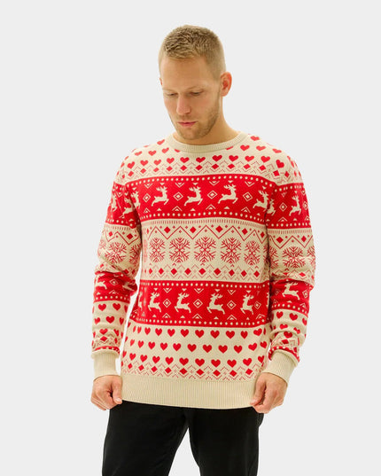 Organic Cotton Christmas Sweater for Men with Hearts