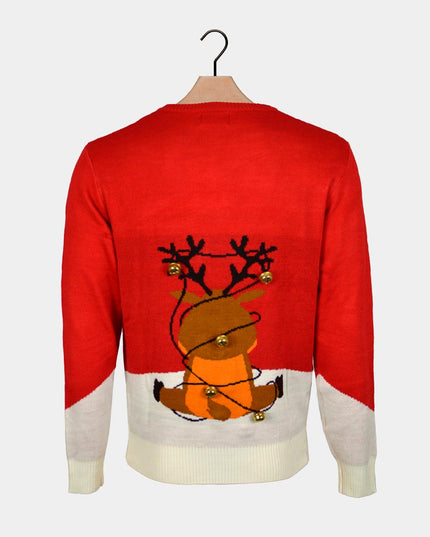 Couple's Christmas Sweater Red "Jingle Bells" 3D Design