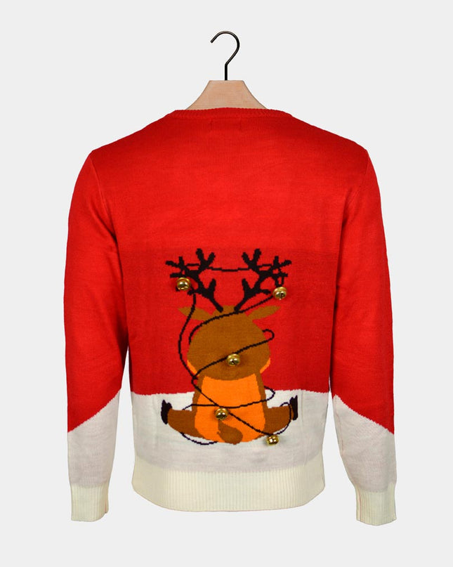 Couple's Christmas Sweater Red "Jingle Bells" 3D Design