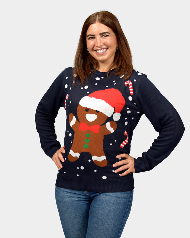 Blue Gingerbread Couple Christmas Sweater