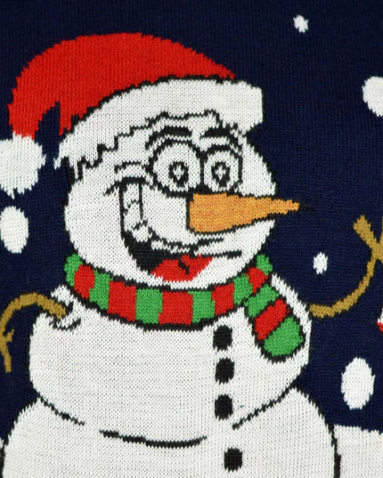 Navy Blue Christmas Sweater with Snowman