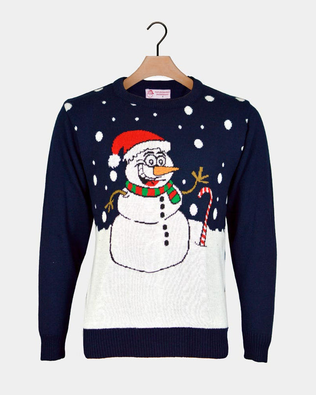 Navy Blue Christmas Sweater with Snowman