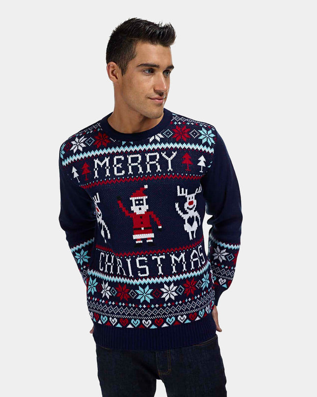Navy Blue Christmas Sweater for Couples