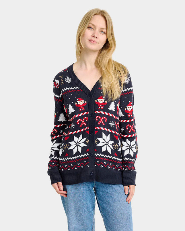 Blue Polar Stars Cardigan for Couples Christmas Sweater