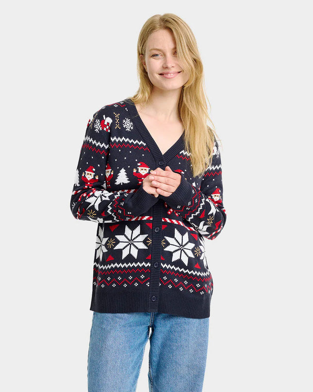 Blue Polar Stars Cardigan for Couples Christmas Sweater