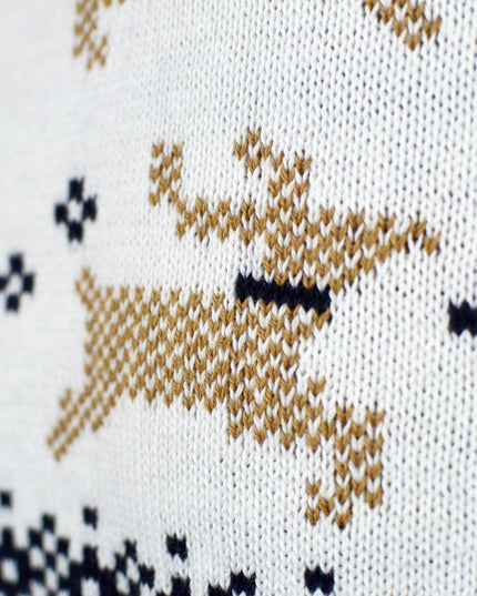 Chic White Christmas Sweater for Couples - Alaska