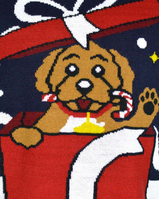Couples Christmas Sweater - Feliz Navidog Holiday Theme