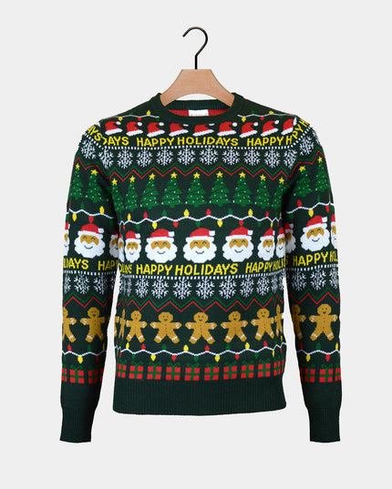 Green "Happy Holidays" Christmas Sweater for Couples