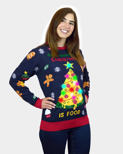 LED "Christmas Food" Couples Christmas Sweater