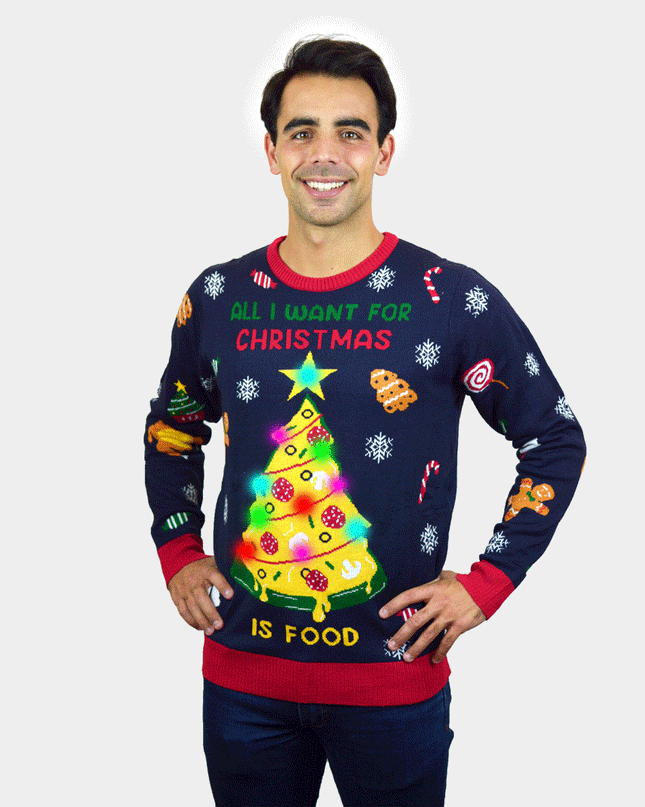 LED "Christmas Food" Couples Christmas Sweater