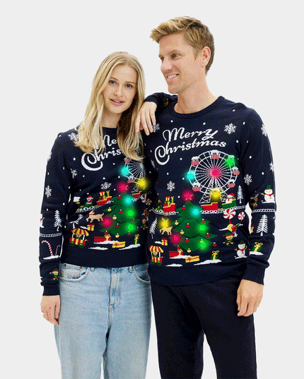 LED Christmas Market Couples Sweater