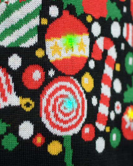 LED Black Christmas Sweater for Couples - Christmas Tree Design