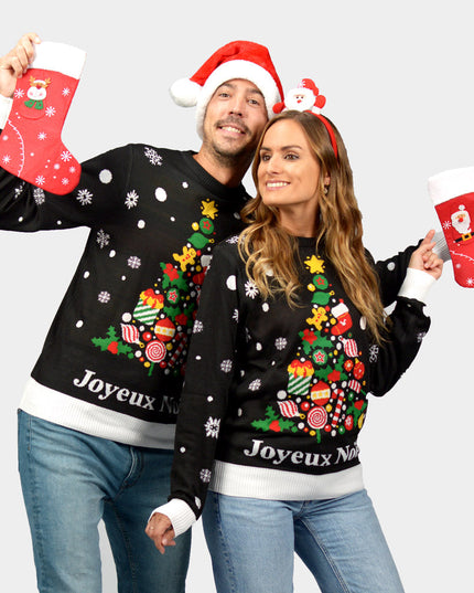Black Merry Christmas Couple Christmas Sweater