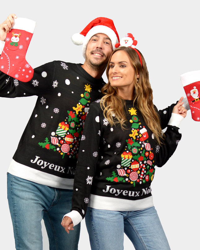 Black Merry Christmas Couple Christmas Sweater