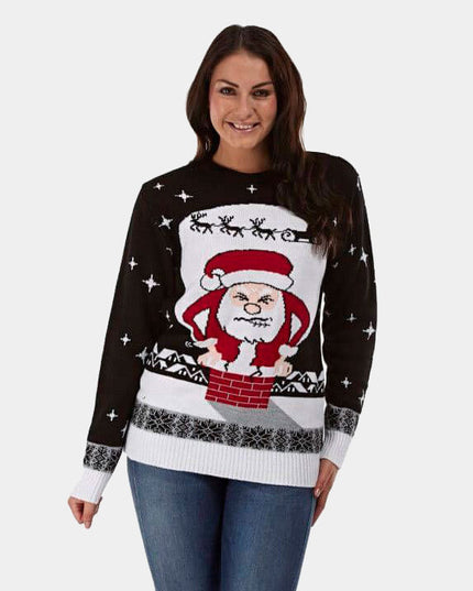 Santa Stuck in Chimney Christmas Sweater