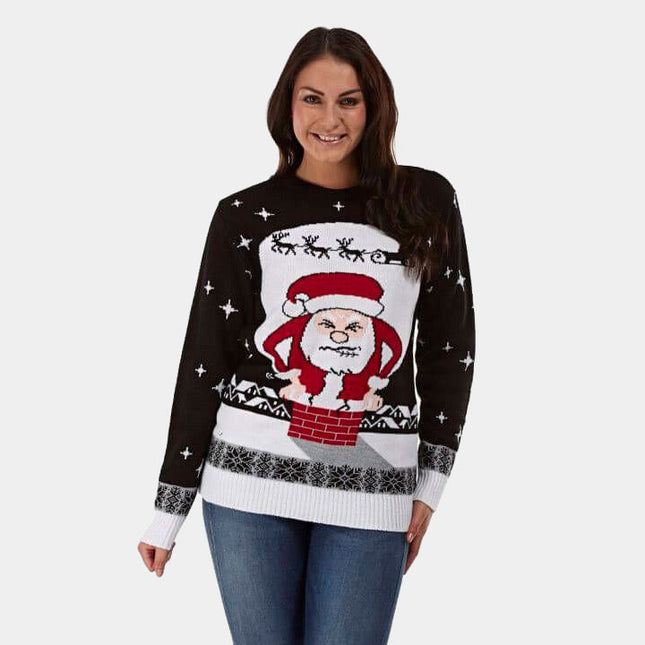Santa Stuck in Chimney Christmas Sweater