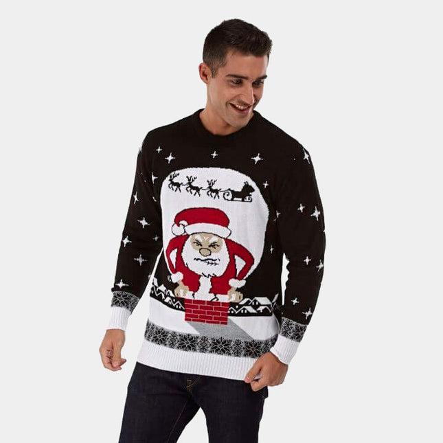 Santa Stuck in Chimney Christmas Sweater
