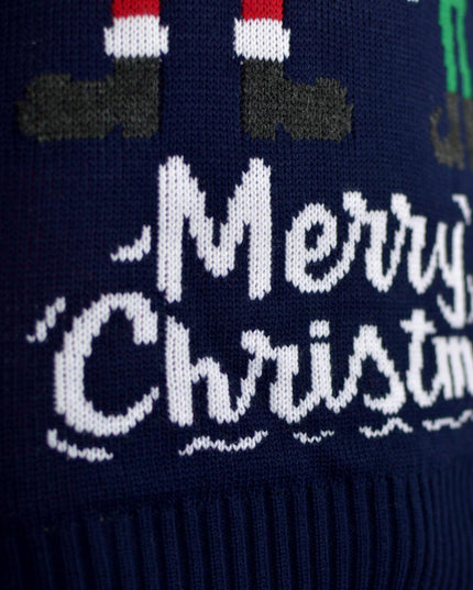 Couples Christmas Sweater Featuring Santa and Elf Design