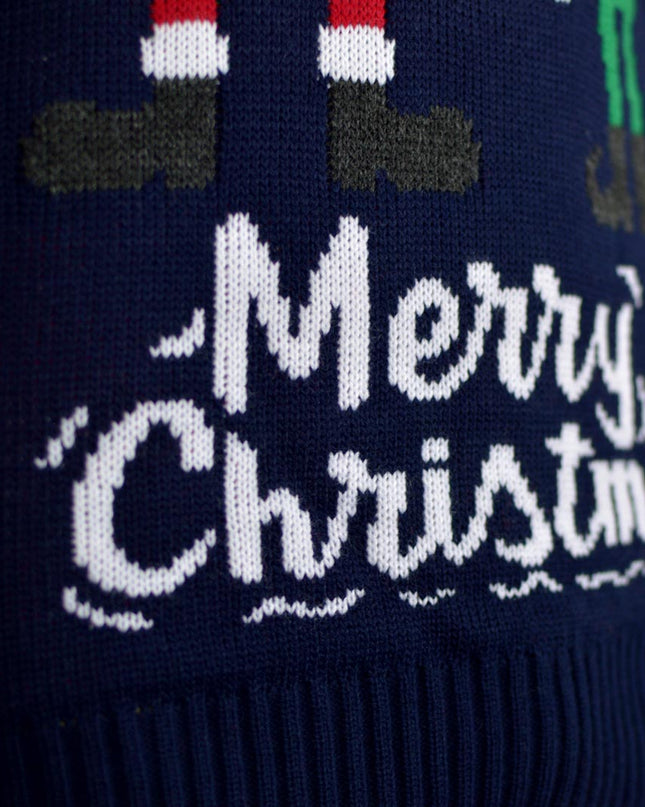 Couples Christmas Sweater - Santa Claus and Elf Design