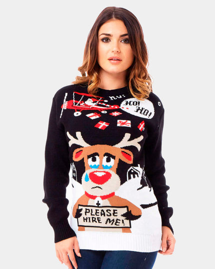 Santa Claus and Reindeer Job Search Christmas Sweater