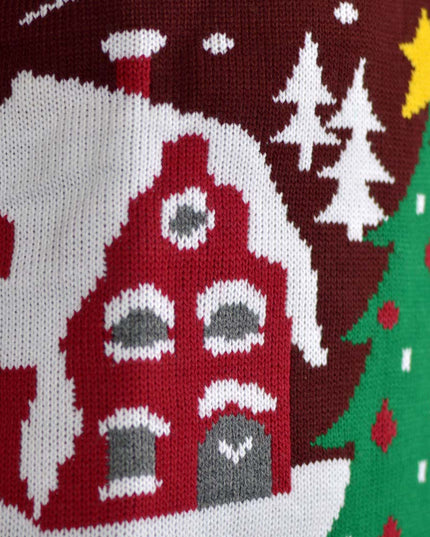 Christmas Sweater with Santa, Sleigh, and Tree
