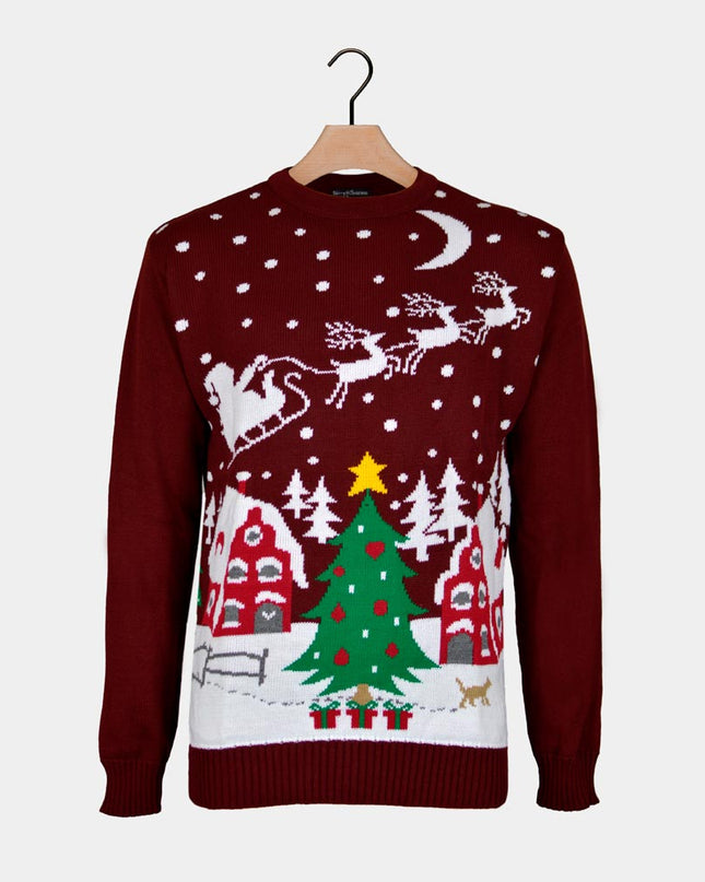 Christmas Sweater with Santa, Sleigh, and Tree