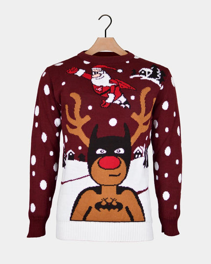 Christmas Sweater for Couples Batman and Santa Design