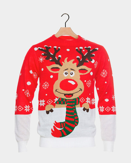 Couple Christmas Sweater with Reindeer and Scarf