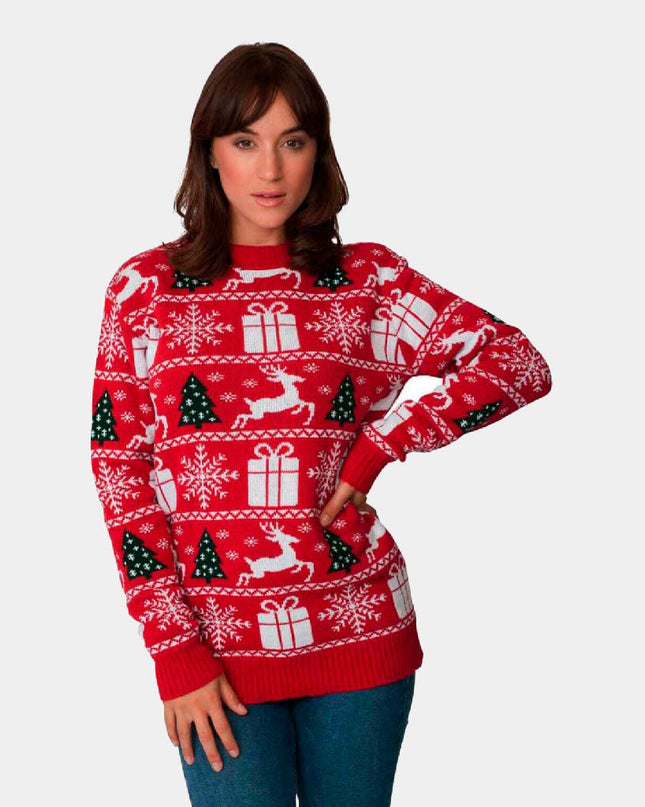 Christmas Sweater with Reindeer, Trees, and Gifts