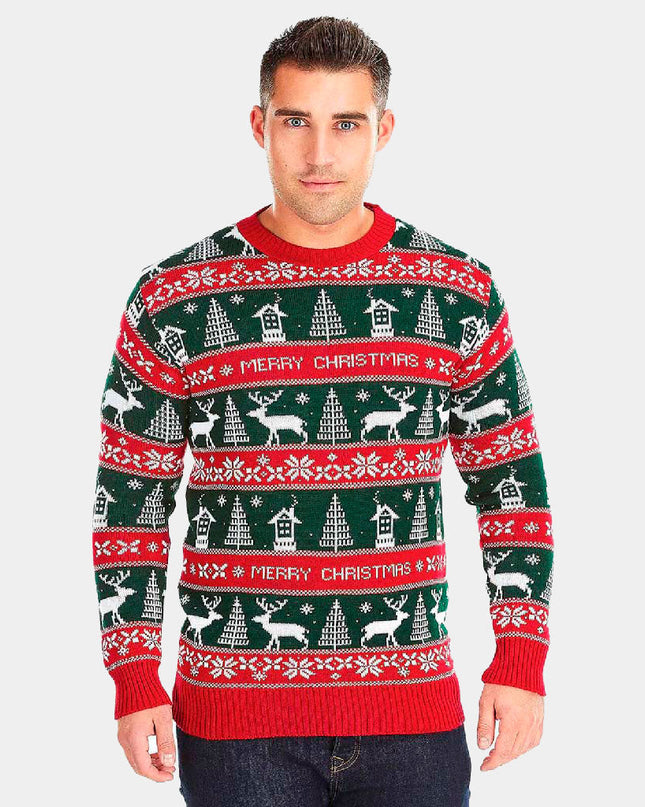 Red and Green Merry Christmas Sweater for Couples