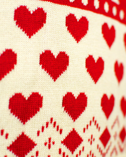 Marius Couples Christmas Sweater in Red Hearts and Organic Cotton