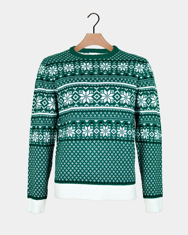 Women's Classic Green and White Chic Christmas Sweater