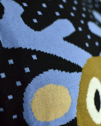 Blue Christmas Sweater for Kids with 3D Red-Nosed Reindeer