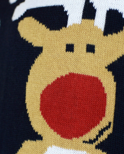 Blue Christmas Sweater for Kids with Santa and Rudolph