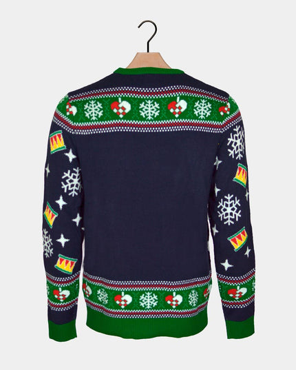 Blue LED Lighted Christmas Sweater for Kids with Christmas Tree