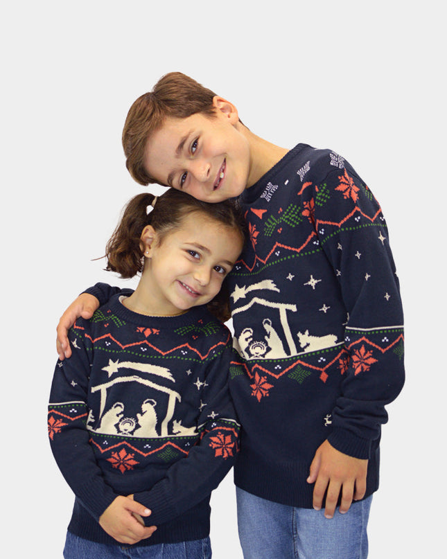 Family Christmas Sweater with Nativity Theme
